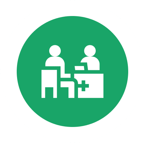 Medical consultation icon with two figures.