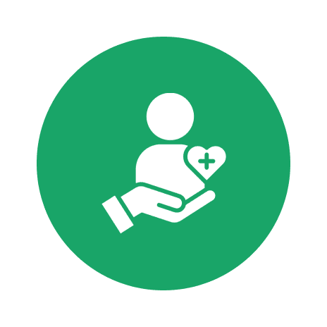 Person with heart in hand icon.