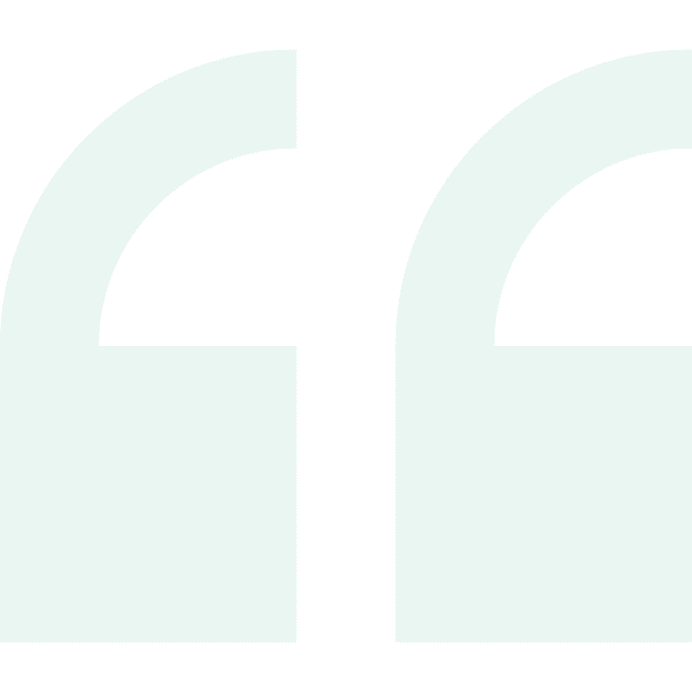 Black quotation mark symbol on white background.