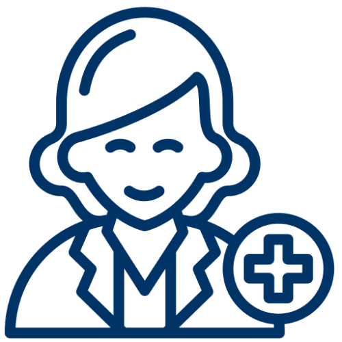 Medical professional icon with a cross symbol.