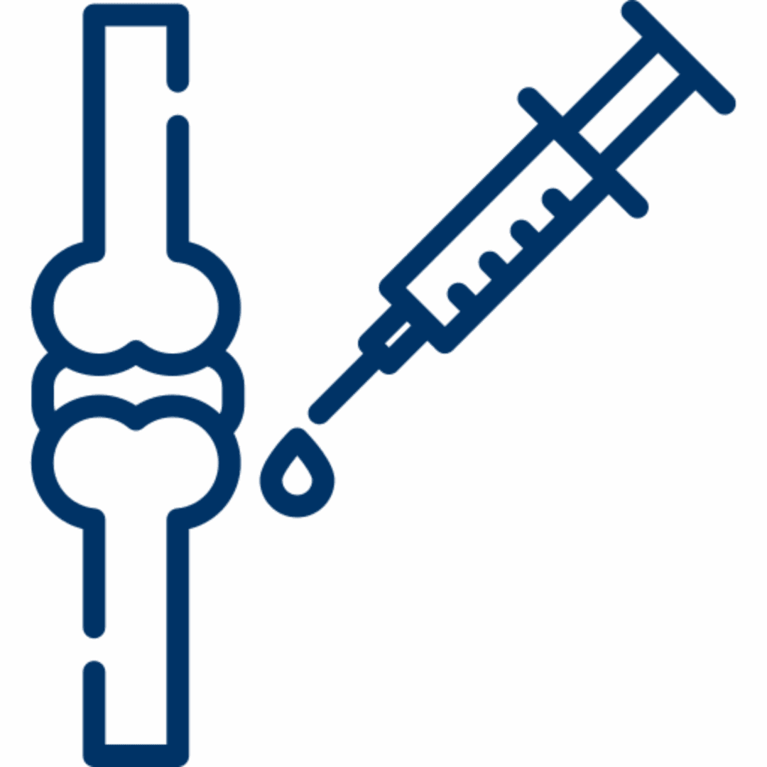 Syringe injecting into a joint illustration.